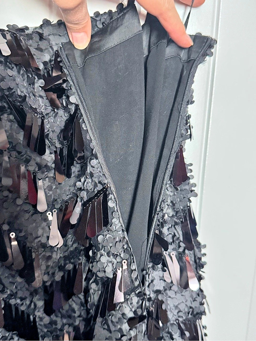 ZARA Black Sequin Embellished Mesh Mini Party Dress Size M NWT - Picture 6 of 14